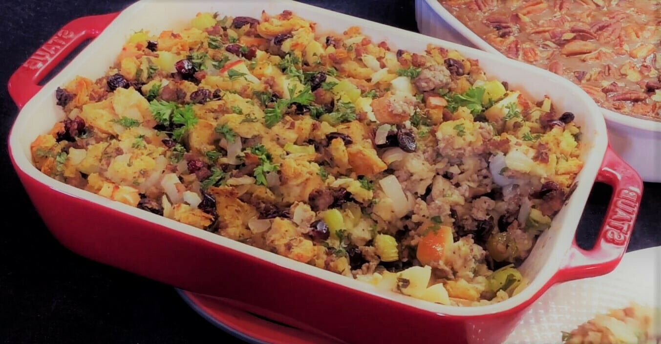 Sage Sausage Stuffing with Apples and Cranberries